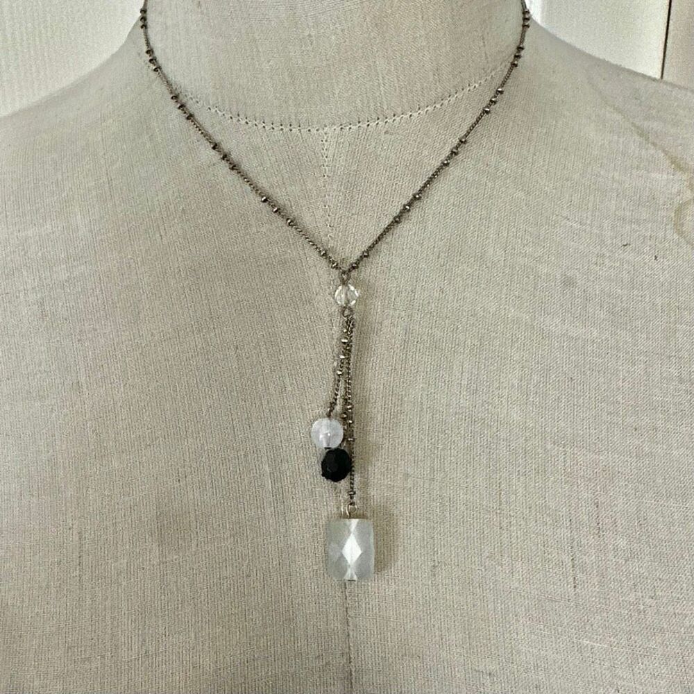 Baked Beads Glass & Mixed Bead Y-Necklace